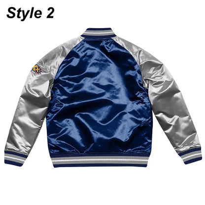 Silver Dallas Cowboys Varsity Satin Jacket - detail view