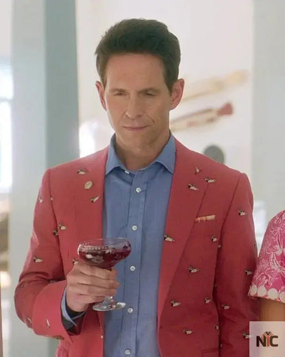 Sirens Glenn Howerton Duck Print Pink Coat Clanton Jacket