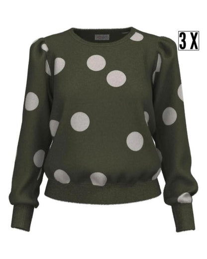 Sister Wives S21 Olive Green Polka Dot Sweater - view 3
