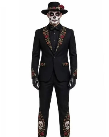 Day of The Dead Halloween Sugar Skull Tuxedo Suit - view 2