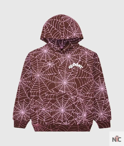Sp5der All Over Print Hoodie ‘Brown’ White Logo Clanton Jacket