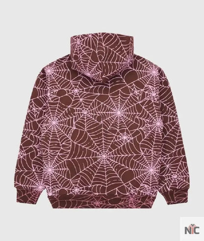 Sp5der All Over Print Hoodie ‘Brown’ White Logo Clanton Jacket