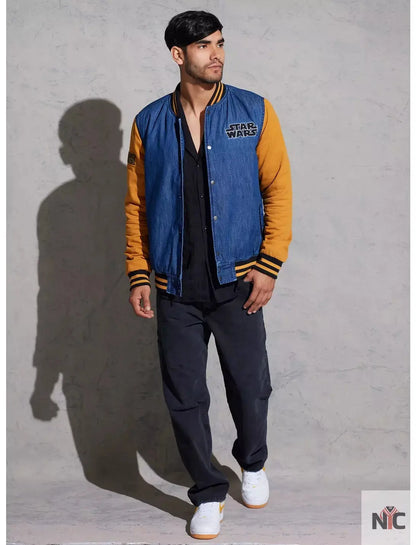Star Wars Logo Denim Varsity Jacket Clanton Jacket