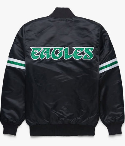 Philadelphia Eagles NFL Satin Black Jacket - back view