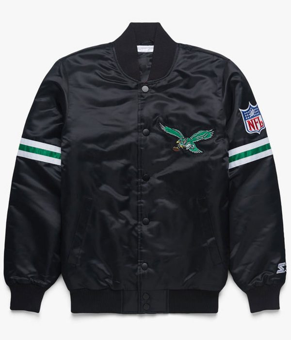 Philadelphia Eagles NFL Satin Black Jacket