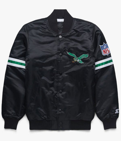 Philadelphia Eagles NFL Satin Black Jacket