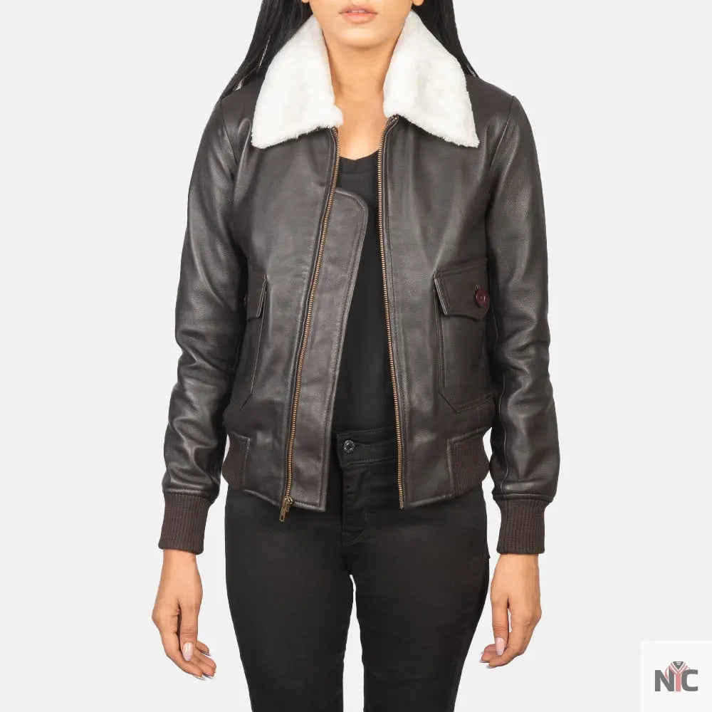 Stella G-1 Brown Leather Bomber Jacket Clanton Jacket