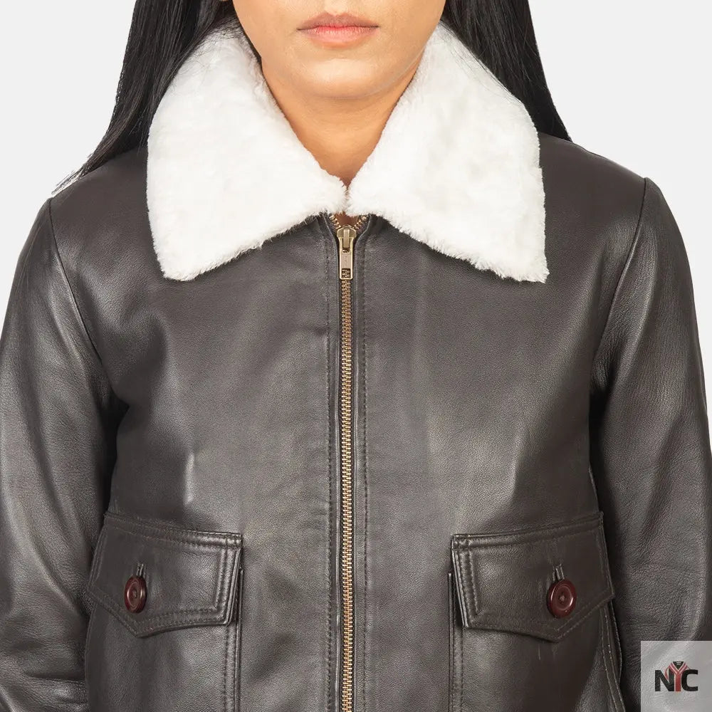 Stella G-1 Brown Leather Bomber Jacket Clanton Jacket