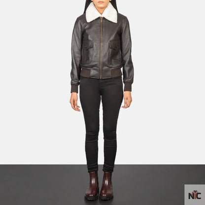 Stella G-1 Brown Leather Bomber Jacket Clanton Jacket