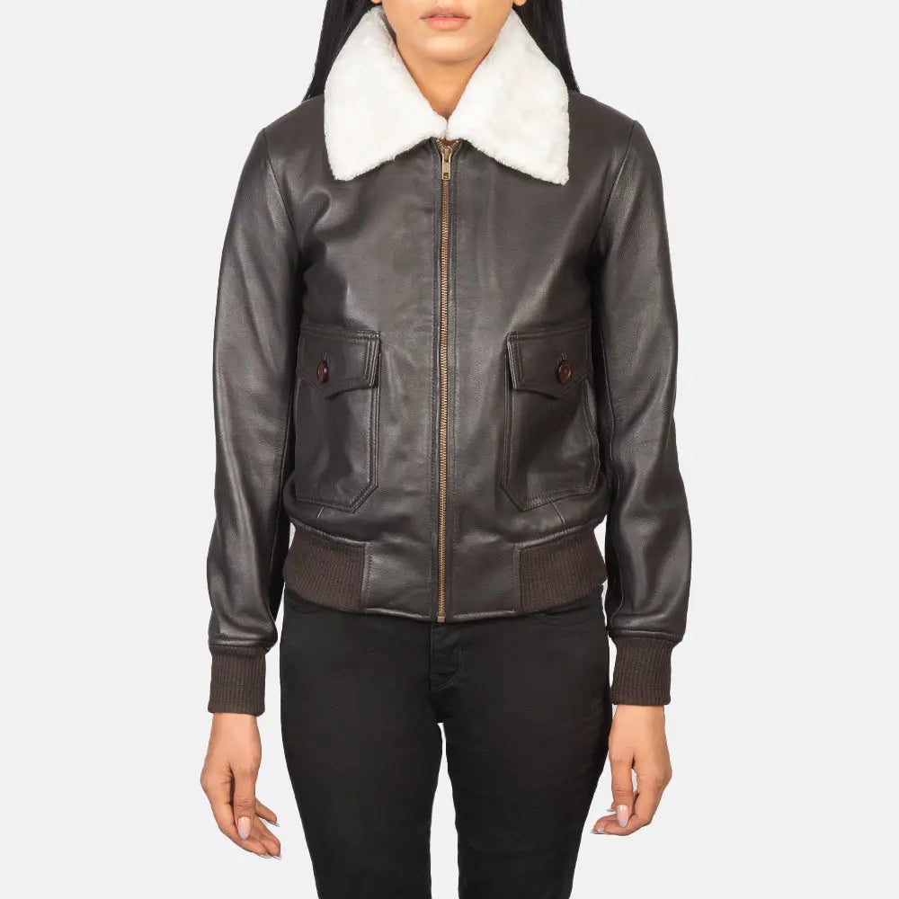 Stella G-1 Brown Leather Bomber Jacket Clanton Jacket