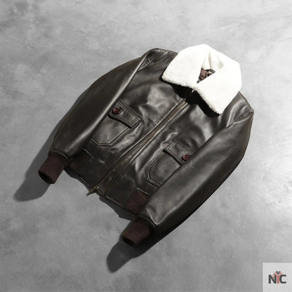 Stella G-1 Brown Leather Bomber Jacket Clanton Jacket