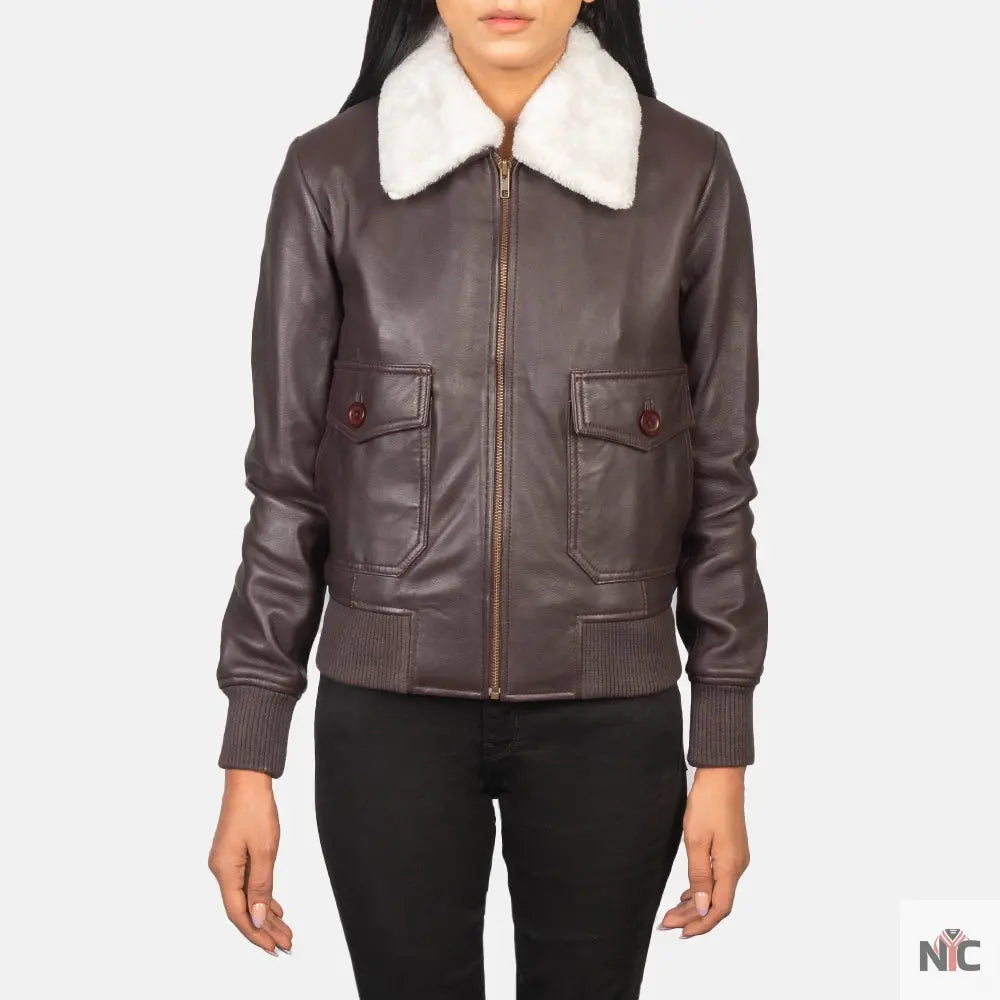 Stella G-1 Maroon Leather Bomber Jacket Clanton Jacket