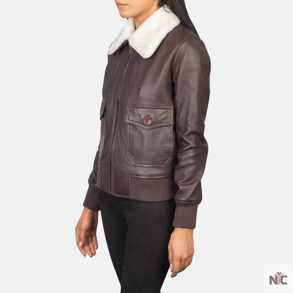 Stella G-1 Maroon Leather Bomber Jacket Clanton Jacket