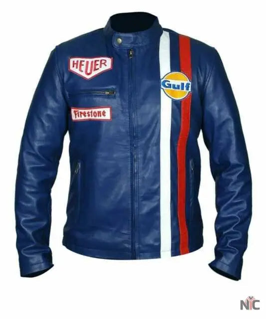 Steve McQueen Le Mans Gulf Racing Blue Jacket Clanton Jacket