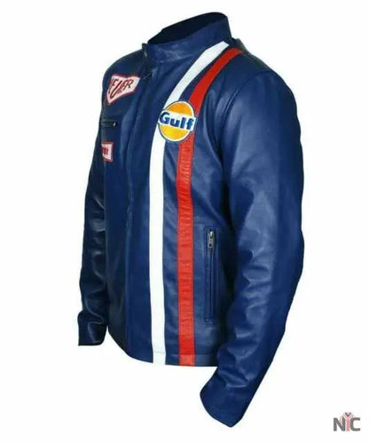 Steve McQueen Le Mans Gulf Racing Blue Jacket Clanton Jacket