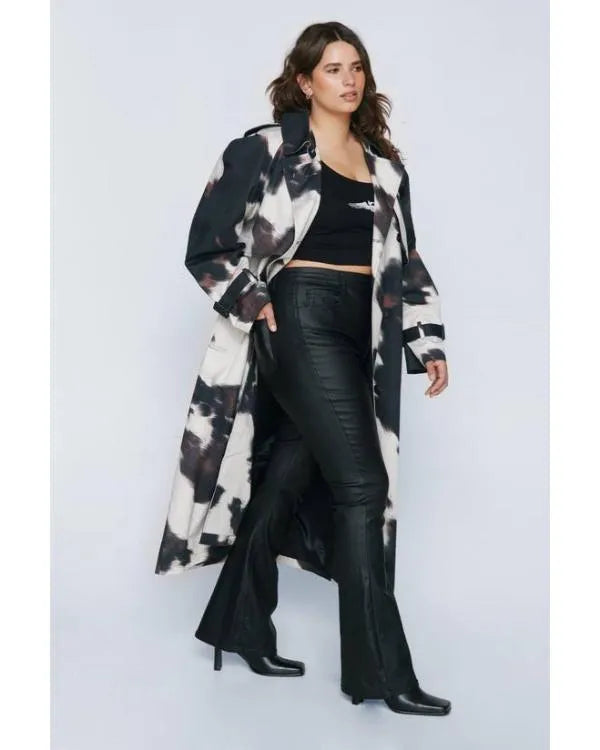 Sunny Nights S01 Rachel House Cow Print Trench Coat