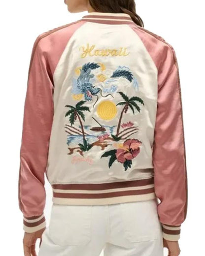 Superdry Suikajan Pink Hawaii Print Bomber Jacket Clanton Jacket