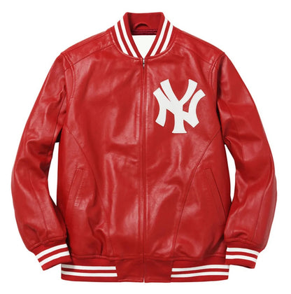 Supreme NY Yankees Leather Varsity Jacket