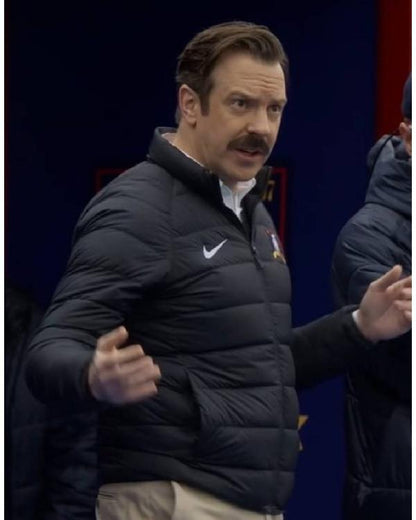 Jason Sudeikis Ted Lasso Season 4 Black Puffer Jacket - front view