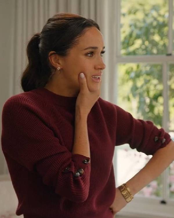 With Love Meghan S02 Meghan Markle Burgundy Jumper USA Jackets