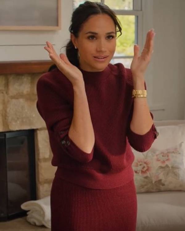With Love Meghan S02 Meghan Markle Burgundy Jumper USA Jackets