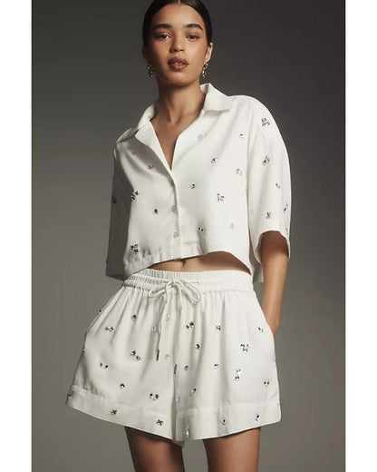 The Social 2025 Melissa Grelo White Crystal Embellished Shirt Shopotiny