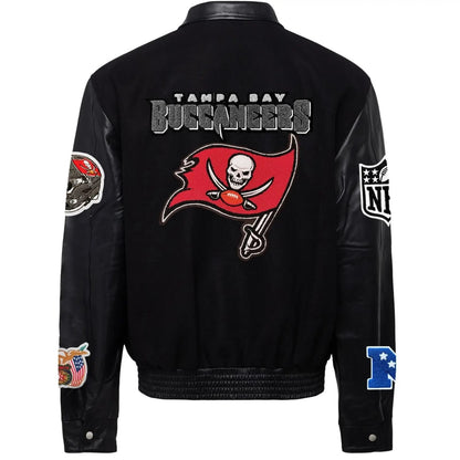 Tampa Bay Buccaneers Jeff Hamilton Wool and Leather Jacket - back view