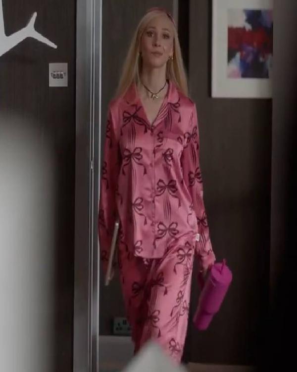 Ted Lasso S04 Juno Temple Pink Bow Print Pajamas
