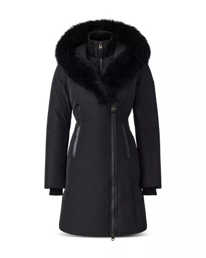 A Merry Little Ex-Mas 2025 Jameela Jamil Black Fur-Trim Coat