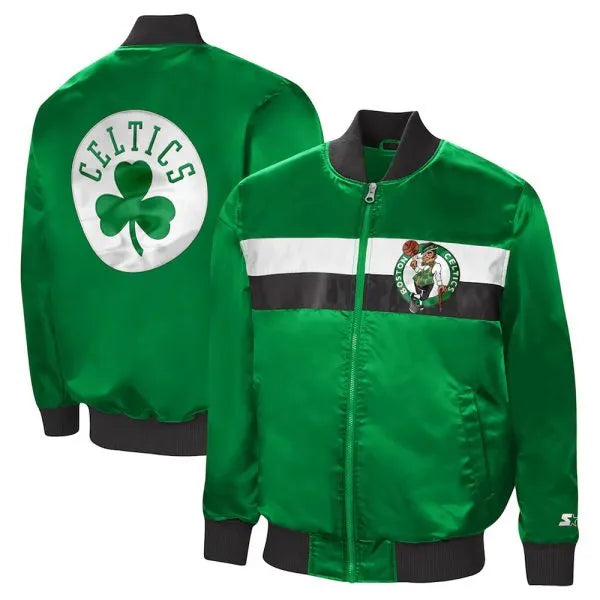 Boston Celtics the Ambassador Green Satin Varsity Jacket