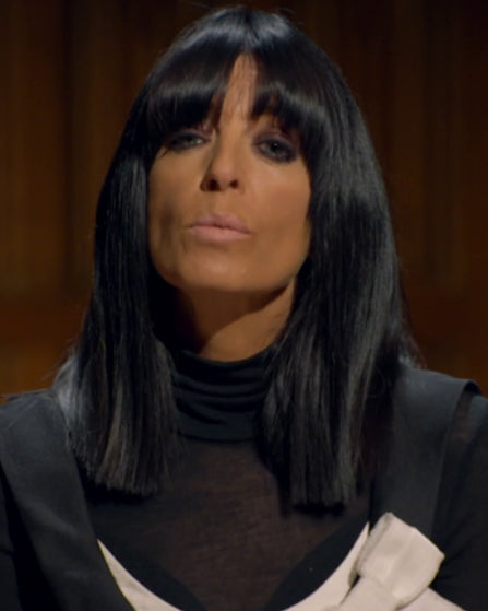 The Celebrity Traitors S02 Claudia Winkleman Black Pleated Dress