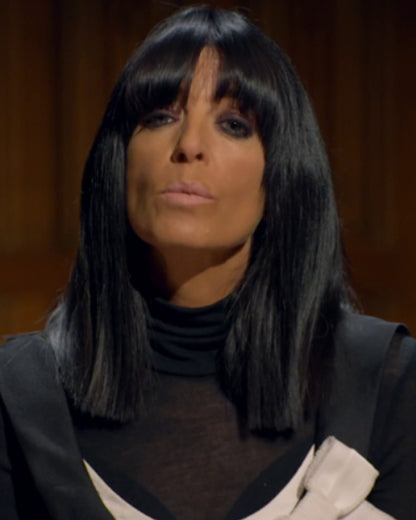 The Celebrity Traitors S02 Claudia Winkleman Black Pleated Dress