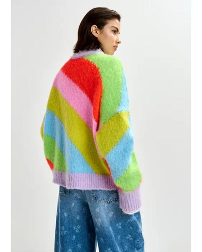 The Celebrity Traitors S02 Hannah Fry Rainbow Striped Sweater - view 4