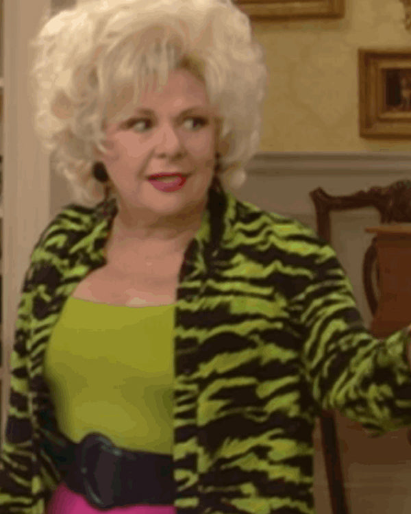 The Nanny S04 Renee Taylor Green Zebra Print Shirt