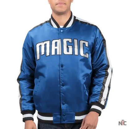 The Offensive Orlando Magic Blue Varsity Satin Jacket Clanton Jacket