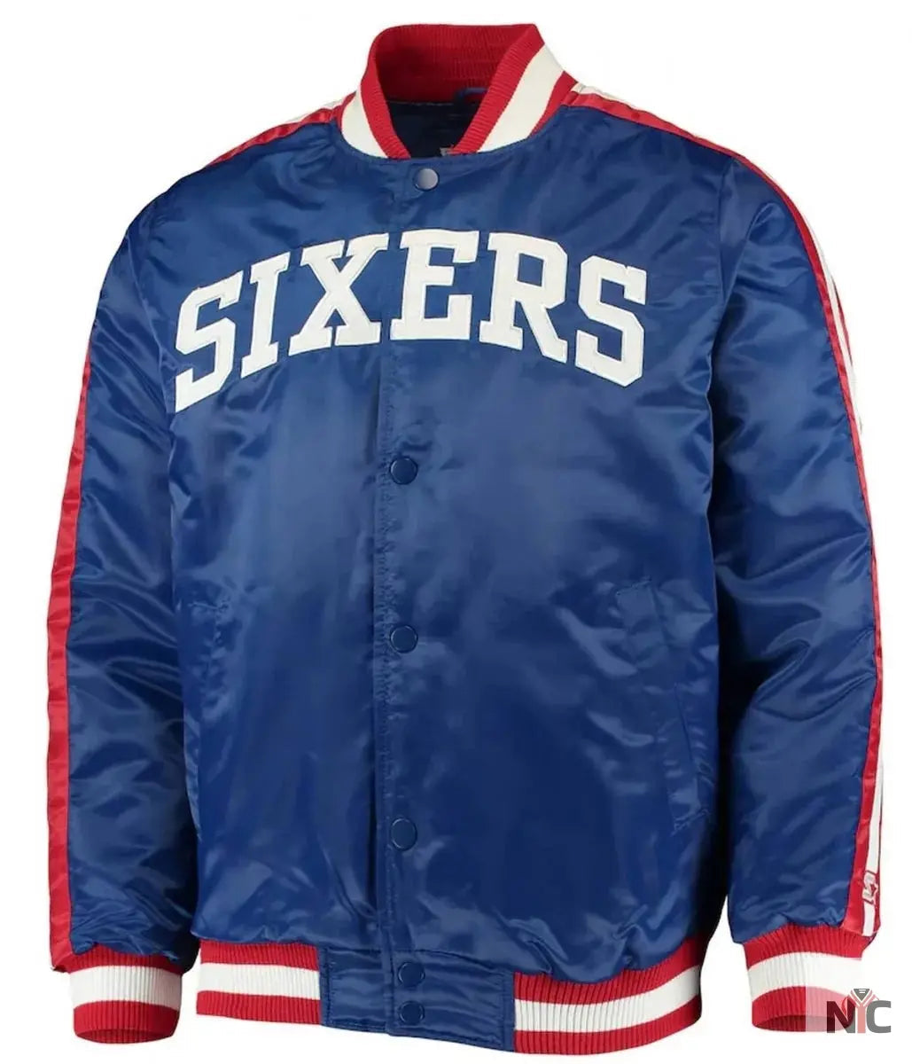 The Offensive Philadelphia 76ers Varsity Satin Full-Snap Jacket Clanton Jacket