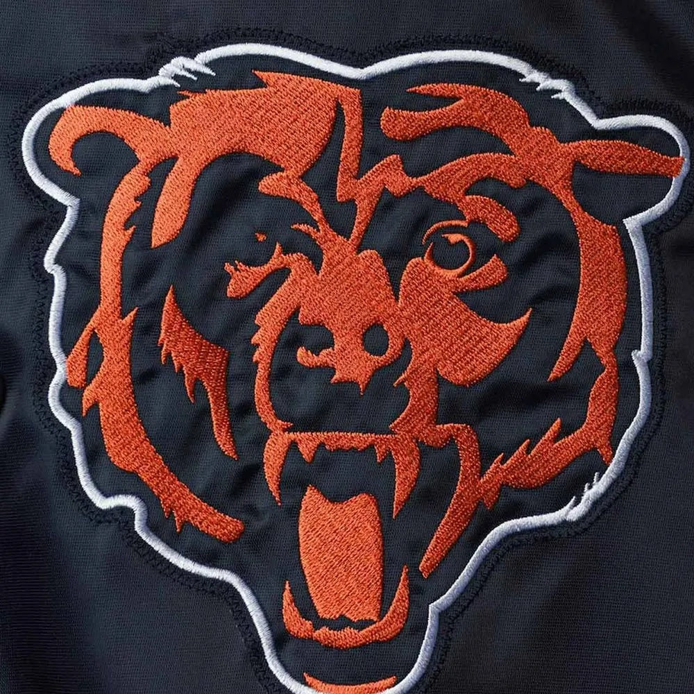 The Reliever Chicago Bears Satin Blue Jacket - detail view