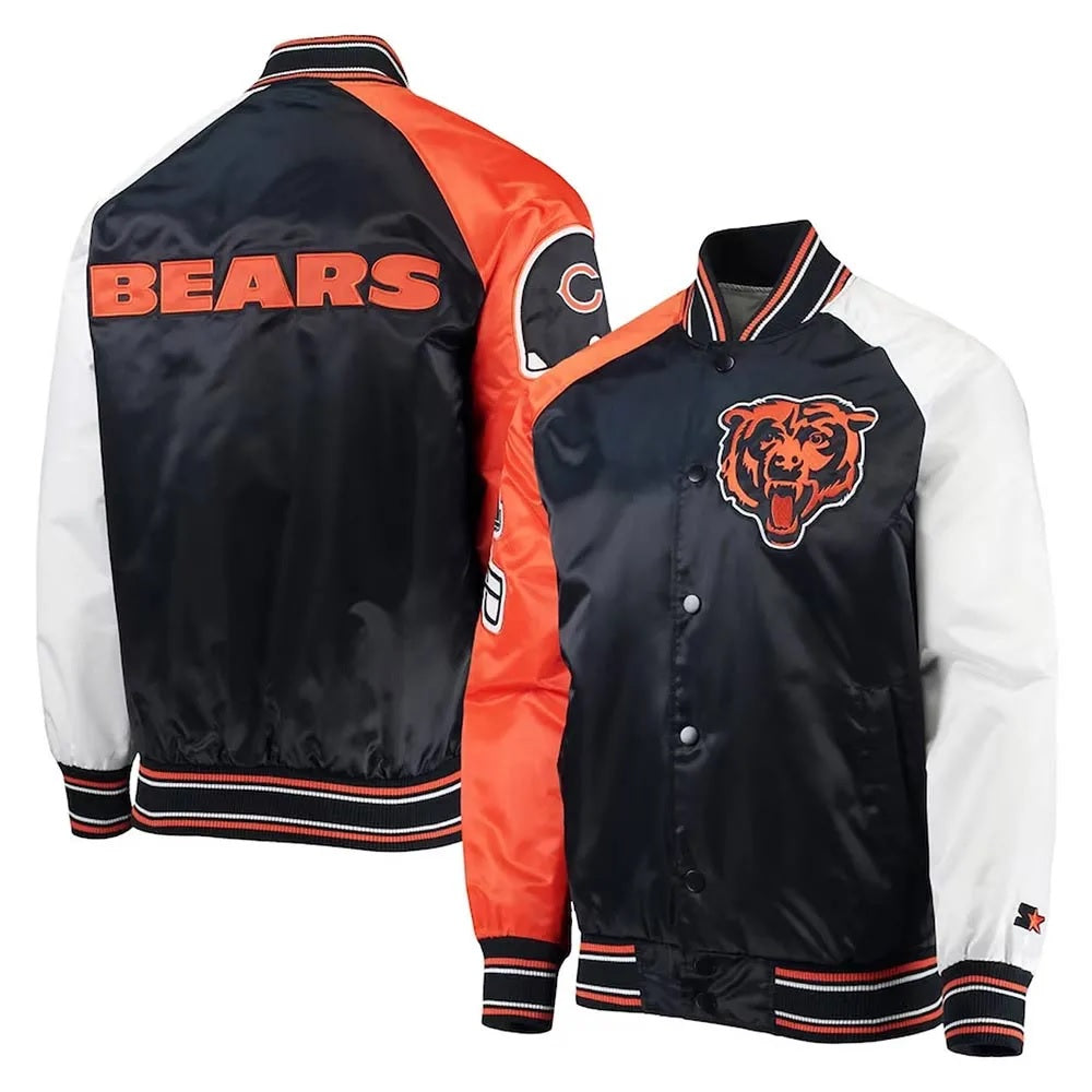 The Reliever Chicago Bears Satin Blue Jacket - side view