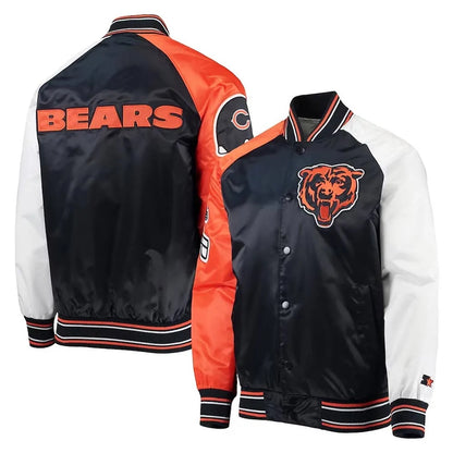 The Reliever Chicago Bears Satin Blue Jacket - side view