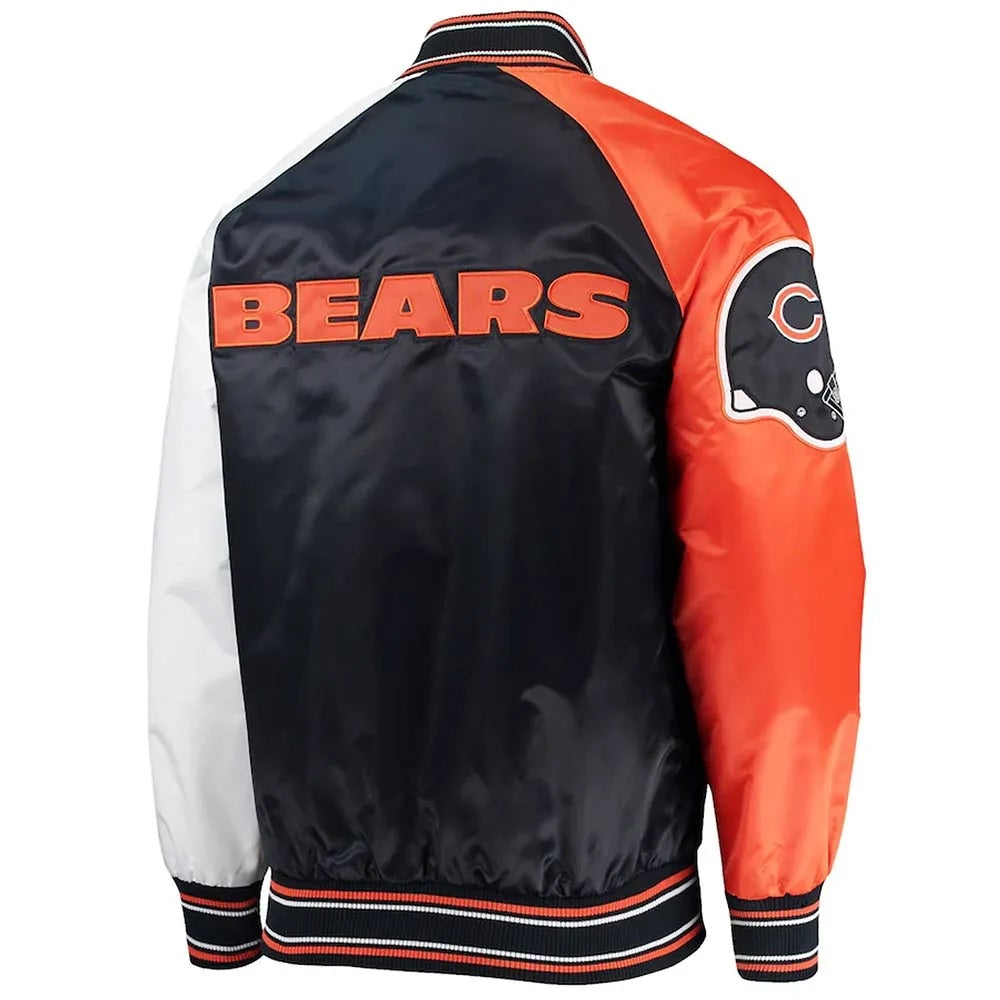 The Reliever Chicago Bears Satin Blue Jacket - back view