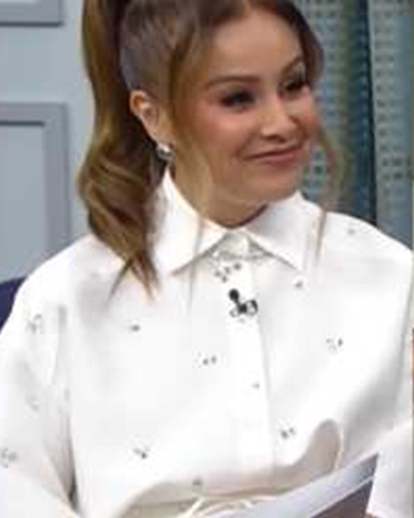 The Social 2025 Melissa Grelo White Crystal Embellished Shirt Shopotiny