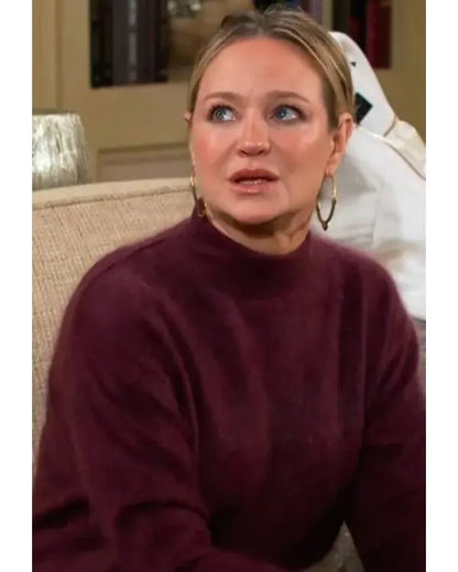 The Young and the Restless Sharon Newman Plum Purple Fluffy Sweater