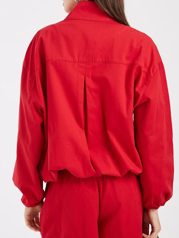 This Morning 2026 Red Funnel Neck Denim Jacket