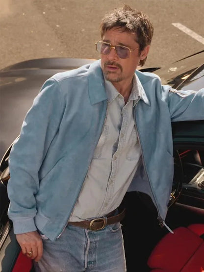 Brad Pitt Too Hard to Resist Campaign Blue Suede Jacket - view 2