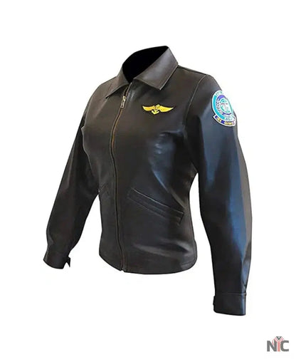 Top Gun Kelly McGillis Leather Jacket Clanton Jacket