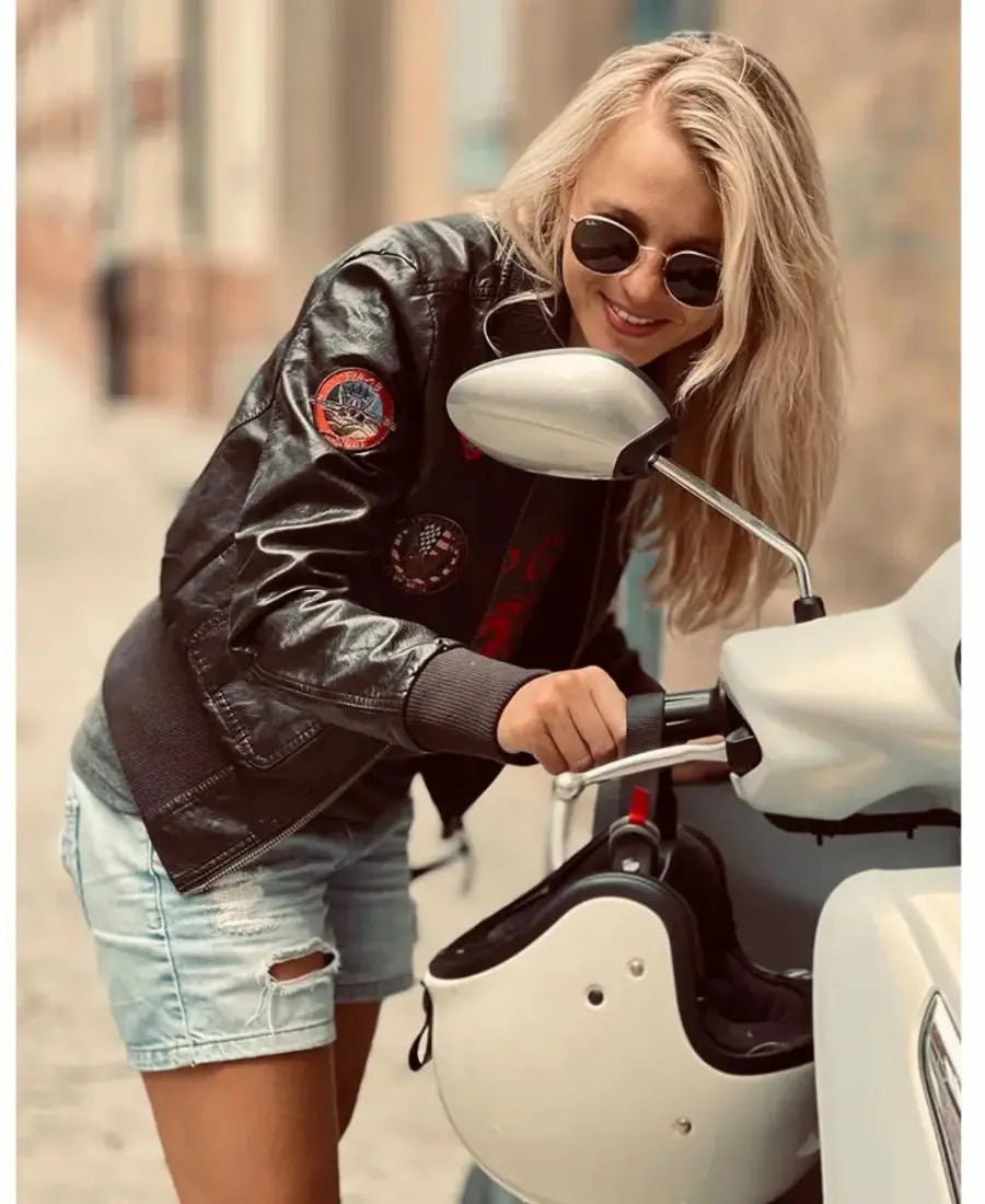 Top Gun Womens Vegan Leather Jacket Clanton Jacket