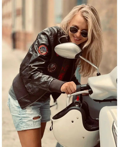 Top Gun Womens Vegan Leather Jacket Clanton Jacket