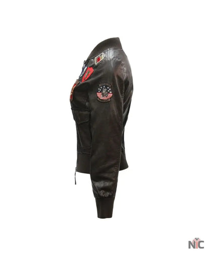 Top Gun Womens Vegan Leather Jacket Clanton Jacket