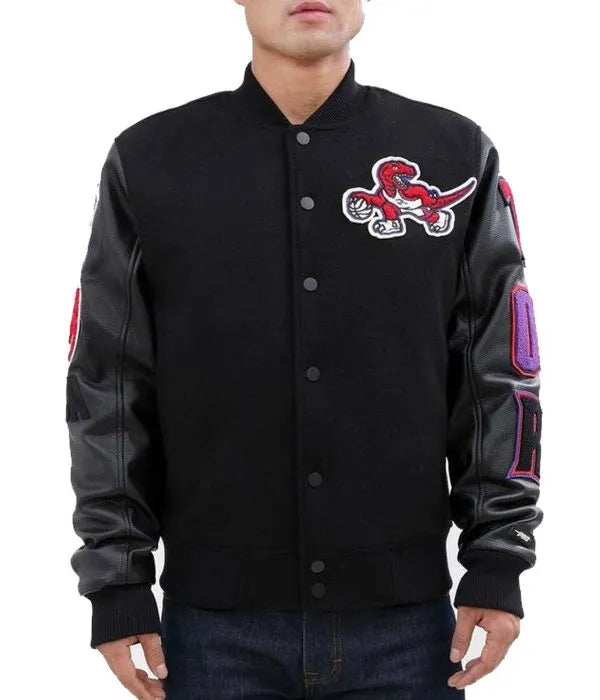 Toronto Raptors Black Letterman Jacket