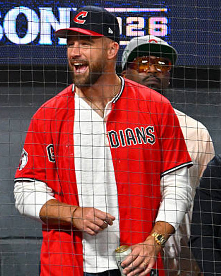 Travis Kelce Cleveland Guardians Red Baseball Jersey - front view